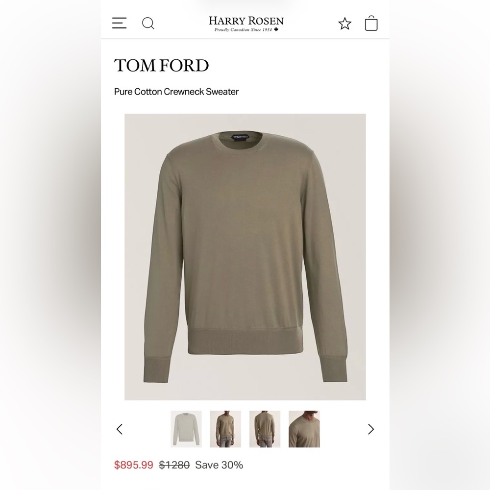 Tom Ford Men's Beige Crewneck Sweater - Picture 4 of 16